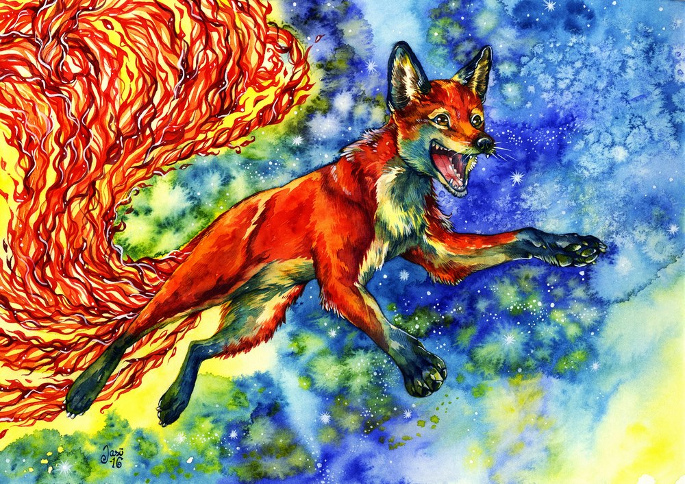 Original Painting - Fire-Tailed Fox